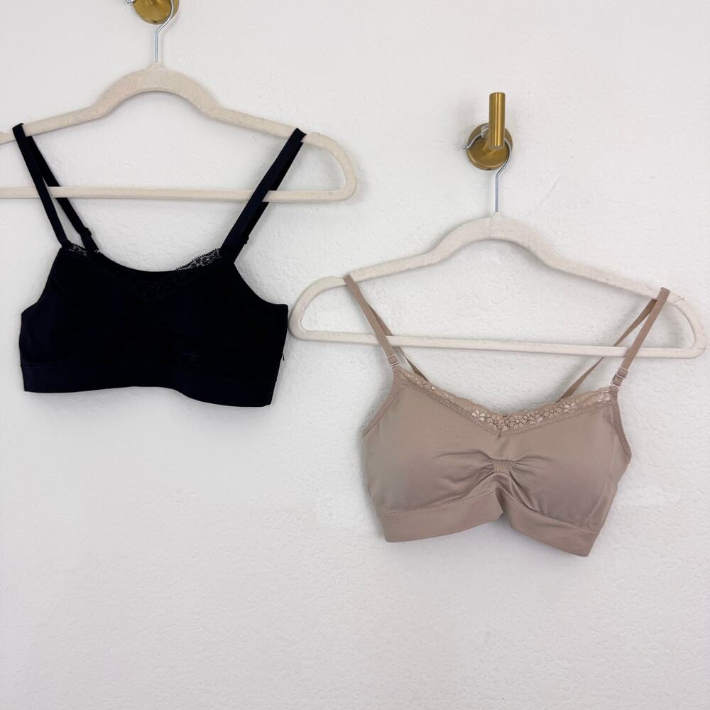 Coobie Womens Bra Bralette Bundle 2 One Size Coobie 9042 Joy 9043 Black Tan
